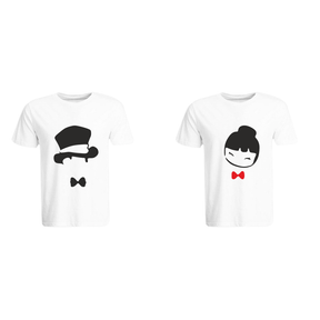 BYFT011347 BYFT Round Neck T Shirt Printed White XXL 190 GSM Cotton Chinese Couple Design Set of 2