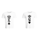 BYFT011348 BYFT Round Neck T Shirt Printed White XXL 190 GSM Cotton Crown King Queen Design Set of 2