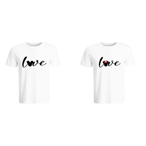 BYFT011349 BYFT Round Neck T Shirt Printed White XXL 190 GSM Cotton Mickey Minnie Love Design Set of 2