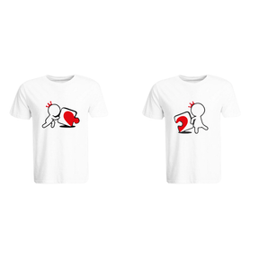 BYFT011351 BYFT Round Neck T Shirt Printed White XXL 190 GSM Cotton Perfect Match Design Set of 2