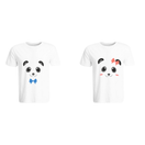 BYFT011352 BYFT Round Neck T Shirt Printed White XXL 190 GSM Cotton Mr. Mrs. Panda Design Set of 2