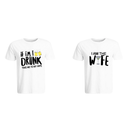 BYFT011353 BYFT Round Neck T Shirt Printed White XXL 190 GSM Cotton If i am Too Drunk Matching Set Design Set of 2