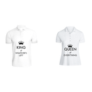 BYFT011355 BYFT Round Neck T Shirt Printed White XXL 190 GSM Cotton King of Whatever Left Queen of Everything Design Set of 2