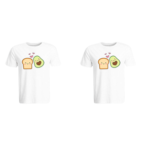 BYFT011358 BYFT Round Neck T Shirt Printed White XXL 190 GSM Cotton Avacado Toast Design Set of 2