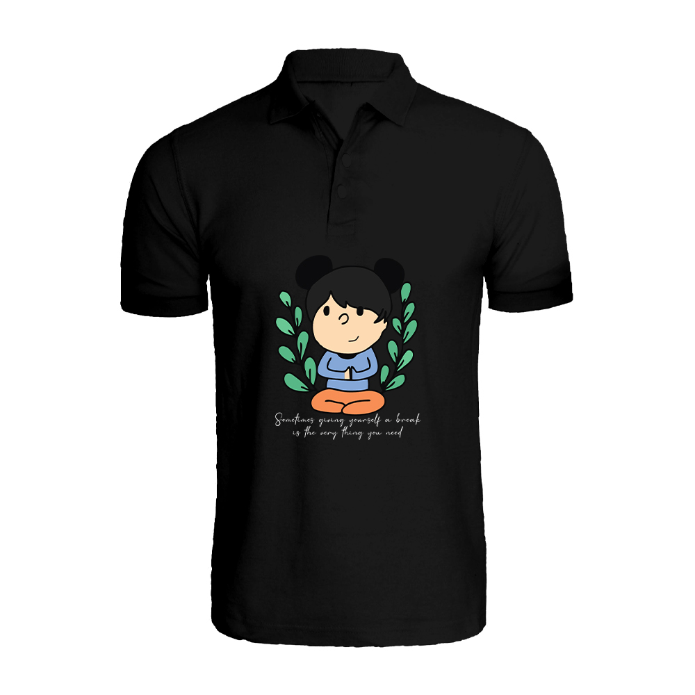 BYFT011366 BYFT Polo Neck T Shirt Printed Black XXL 220 GSM Cotton Giving Yourself a Break Set of 1.png