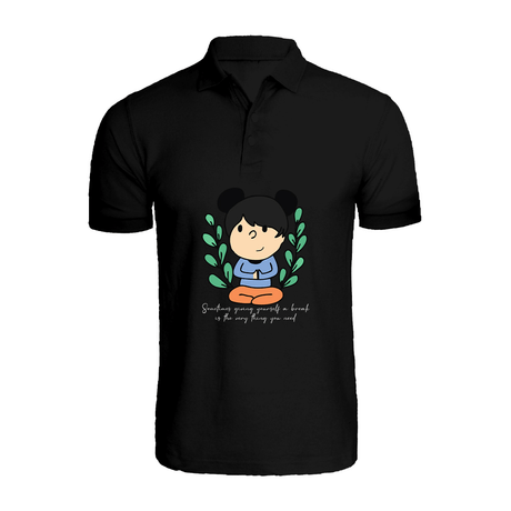 BYFT011366 BYFT Polo Neck T Shirt Printed Black XXL 220 GSM Cotton Giving Yourself a Break Set of 1.png