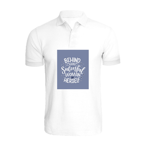 BYFT011376 BYFT Polo Neck T Shirt Printed White XXL 220 GSM Cotton Behind Every Succesful Women is Herself Set of 1