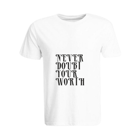 BYFT011388 BYFT Round Neck T Shirt Printed White XXL 190 GSM Cotton Never Doubt your worth Set of 1