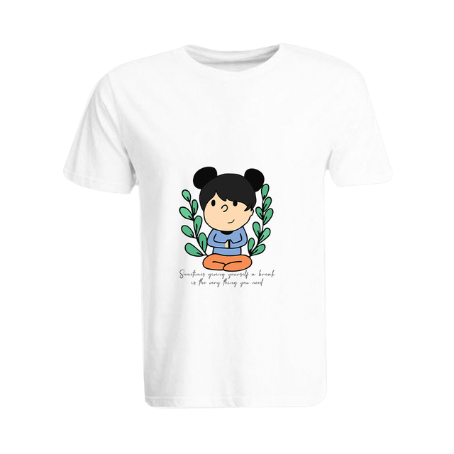 BYFT011390 BYFT Round Neck T Shirt Printed White XXL 190 GSM Cotton Giving Yourself a Break Set of 1.png