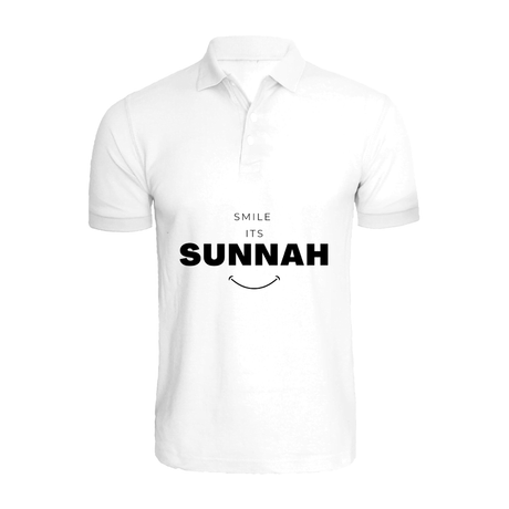 BYFT011718 BYFT Polo Neck Printed White XL T Shirt 220 GSM Cotton Smile Its Sunnah Set of 1.png