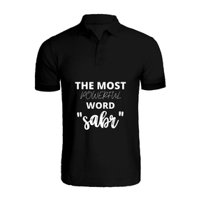 BYFT011733 BYFT Polo Neck Printed Black XL T Shirt 220 GSM Cotton The Most Powerful Word SABR Set of 1