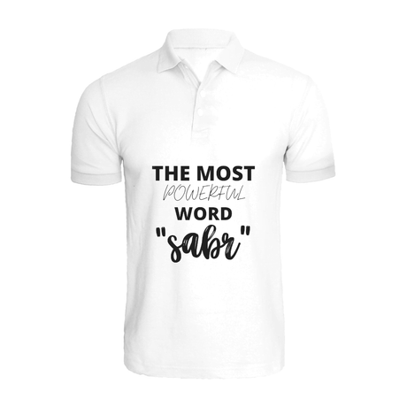 BYFT011735 BYFT Polo Neck Printed White Small T Shirt 220 GSM Cotton The Most Powerful Word SABR Set of 1.png
