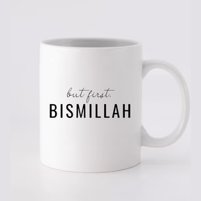 BYFT011751 BYFT White Printed Mug Ceramic But first Bismillah Set of 1