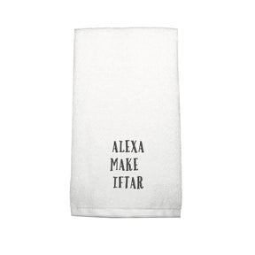 BYFT Embroidered For You Personalised Cotton Hand Towel - Alexa Make Iftar Design High Quality Embroidery Perfect For Gifting