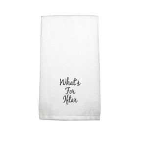 BYFT Embroidered For You Personalised Cotton Hand Towel - What's for Iftar Design High Quality Embroidery Perfect For Gifting