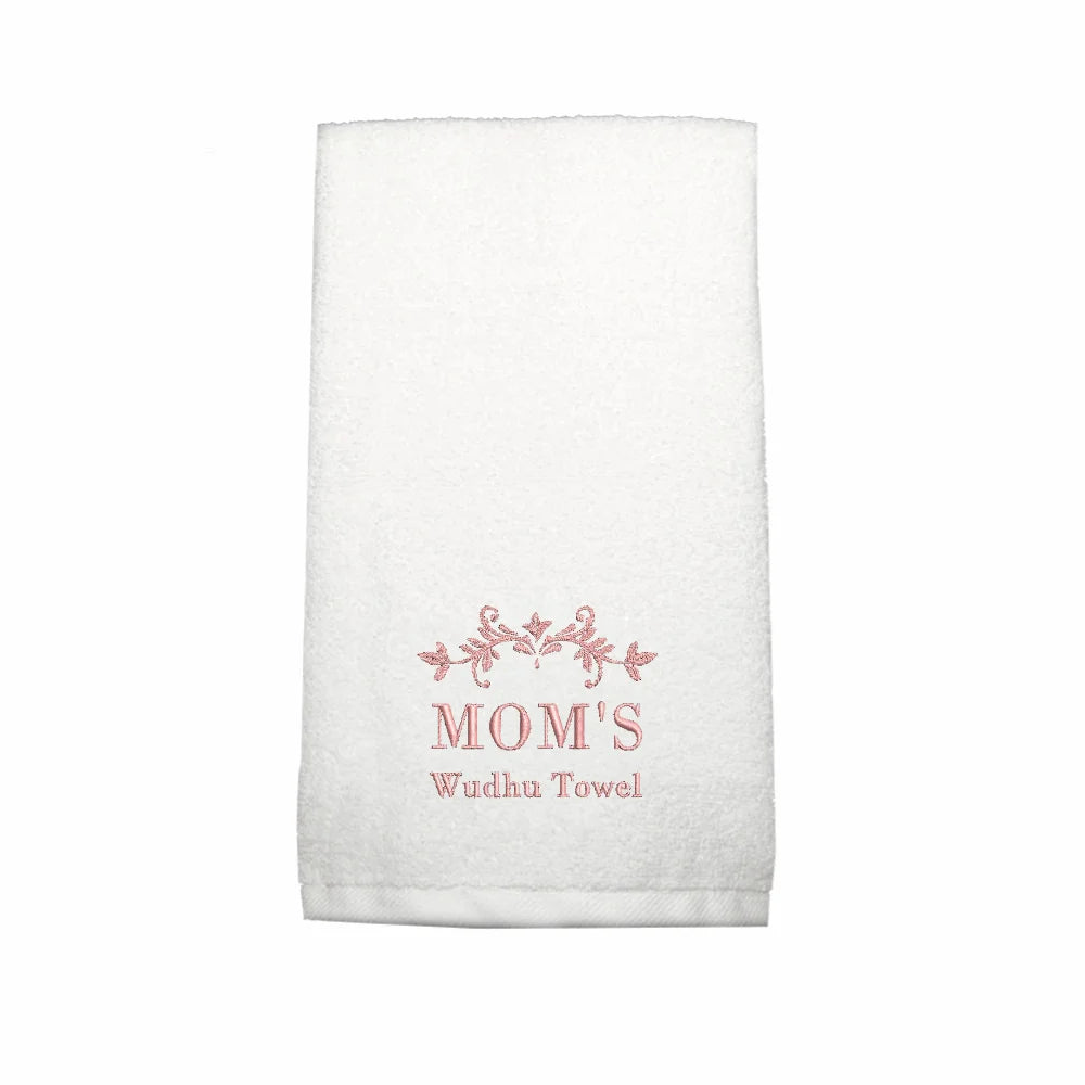 BYFT Embroidered For You Personalised Cotton Hand Towel - Mom's Wudhu Design High Quality Embroidery Perfect For Gifting