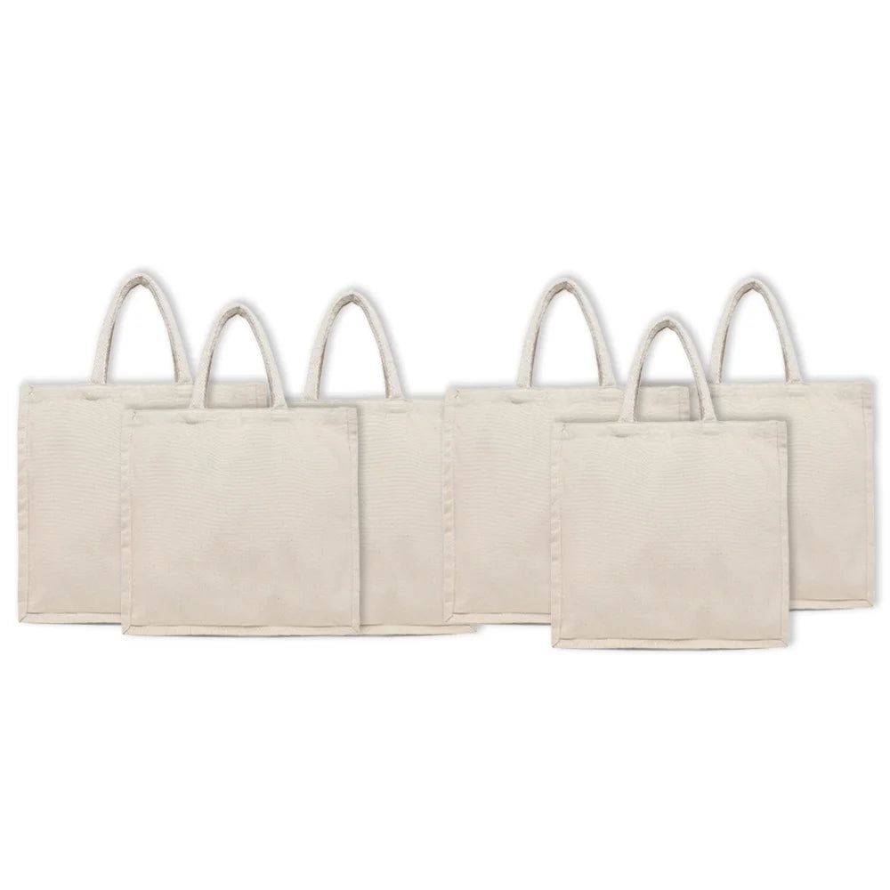 BYFT011814 BYFT 8 Oz Cotton Canvas Tote Bag With Gusset Natural Canvas Set of 6.webp