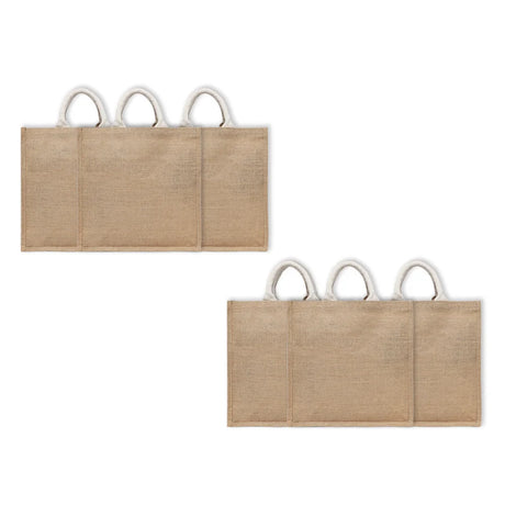 BYFT011815 BYFT Laminated Jute Tote Bag With Gusset Natural Jute Set of 6 A.webp