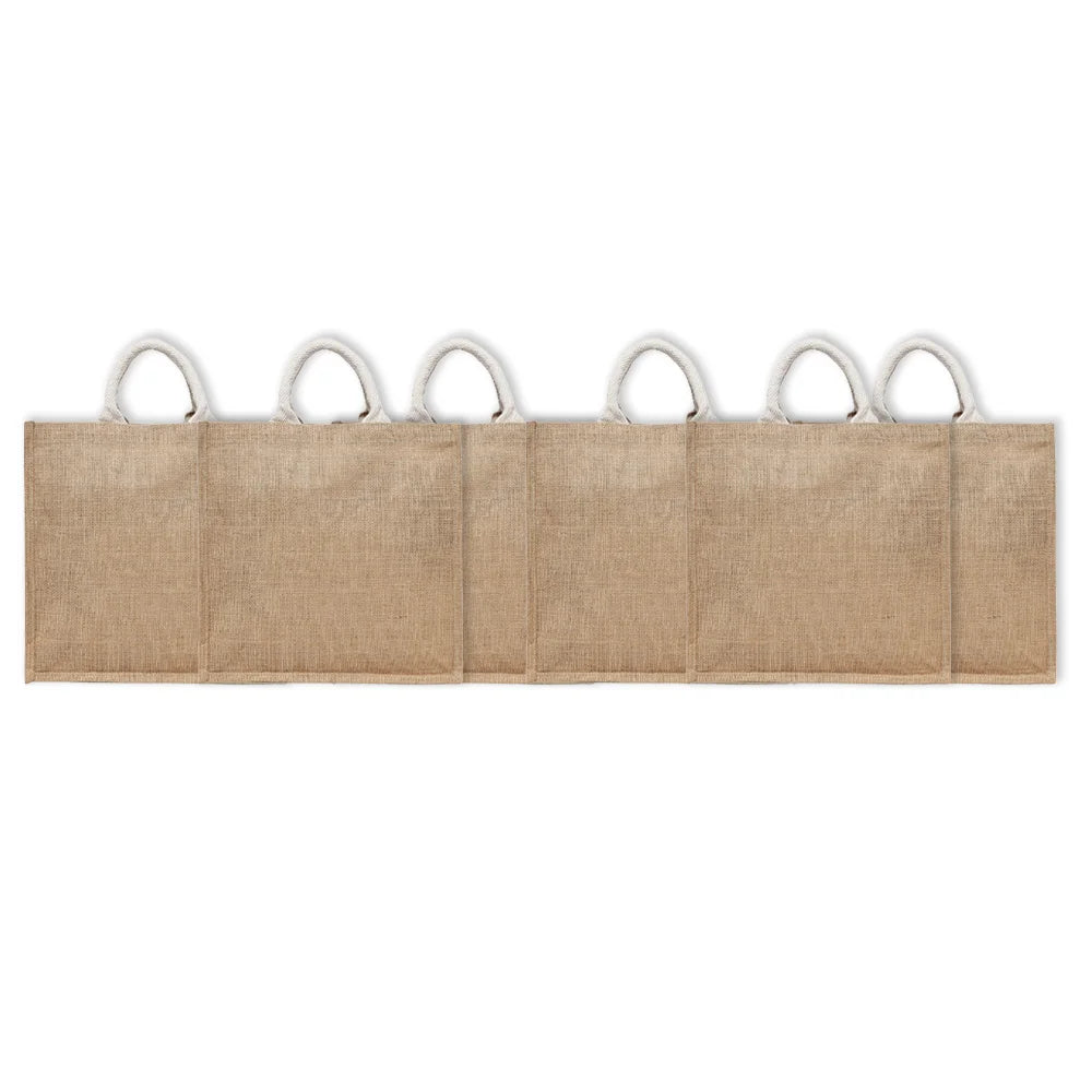 BYFT011815 BYFT Laminated Jute Tote Bag With Gusset Natural Jute Set of 6.webp