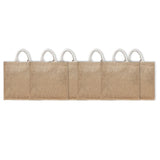 BYFT011815 BYFT Laminated Jute Tote Bag With Gusset Natural Jute Set of 6.webp