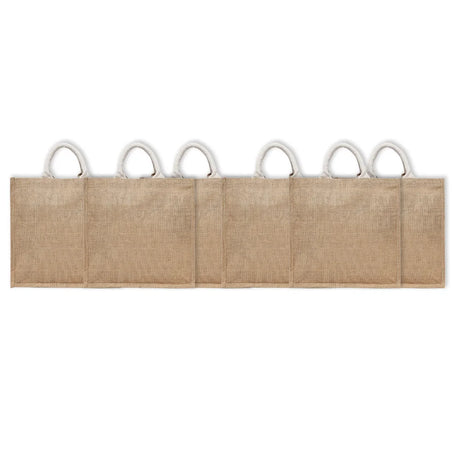 BYFT011815 BYFT Laminated Jute Tote Bag With Gusset Natural Jute Set of 6.webp
