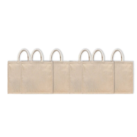 BYFT011818 BYFT Laminated Juco Tote Bag With Gusset Natural Juco Set of 6 A.webp