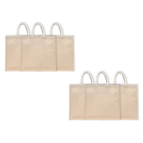 BYFT011818 BYFT Laminated Juco Tote Bag With Gusset Natural Juco Set of 6.webp