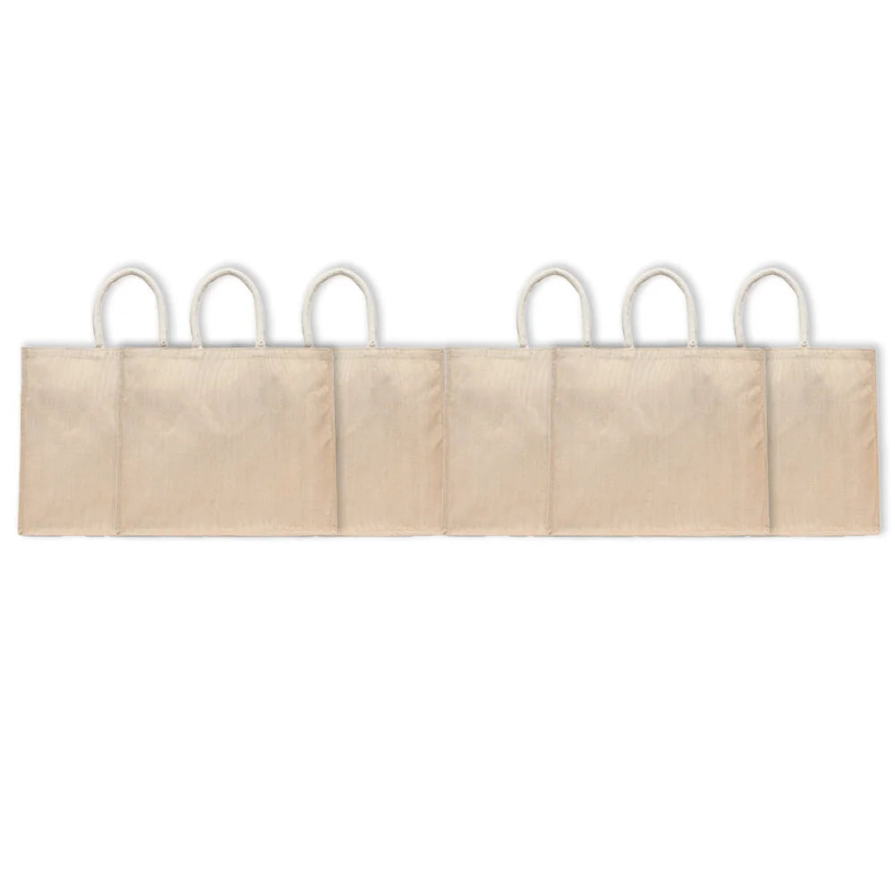 BYFT011819 BYFT Laminated Juco Tote Bag With Gusset Natural Juco Set of 6.webp
