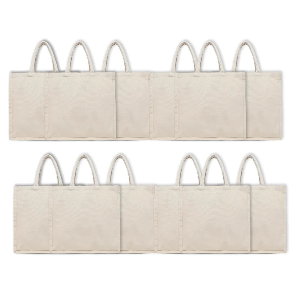 BYFT011821 BYFT 8 Oz Cotton Canvas Tote Bag With Gusset Natural Canvas Set of 12.webp