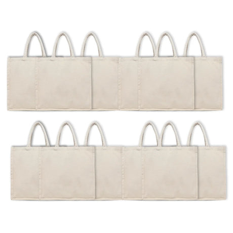 BYFT011821 BYFT 8 Oz Cotton Canvas Tote Bag With Gusset Natural Canvas Set of 12.webp
