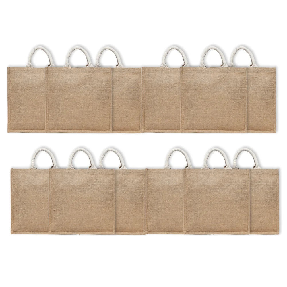 BYFT011822 BYFT Laminated Jute Tote Bag With Gusset Natural Jute Set of 12.webp