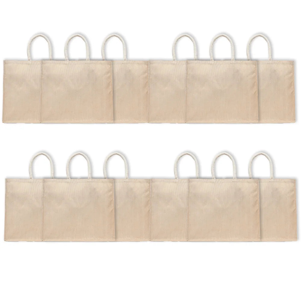BYFT011826 BYFT Laminated Juco Tote Bag With Gusset Natural Juco Set of 12.webp