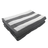 BYFT Petunia Grey - White Large Cabana Stripe 90 x 180 Cm Beach Towel Set of 02