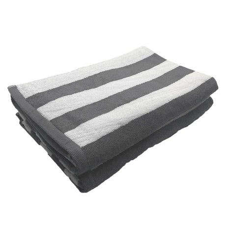 BYFT Petunia Grey - White Large Cabana Stripe 90 x 180 Cm Beach Towel Set of 02