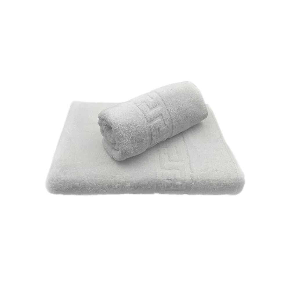 BYFT Magnolia Cotton Towel Set Jacquard Greek Design Luxury - Soft, Absorbent, Quick-Dry Bath Linen