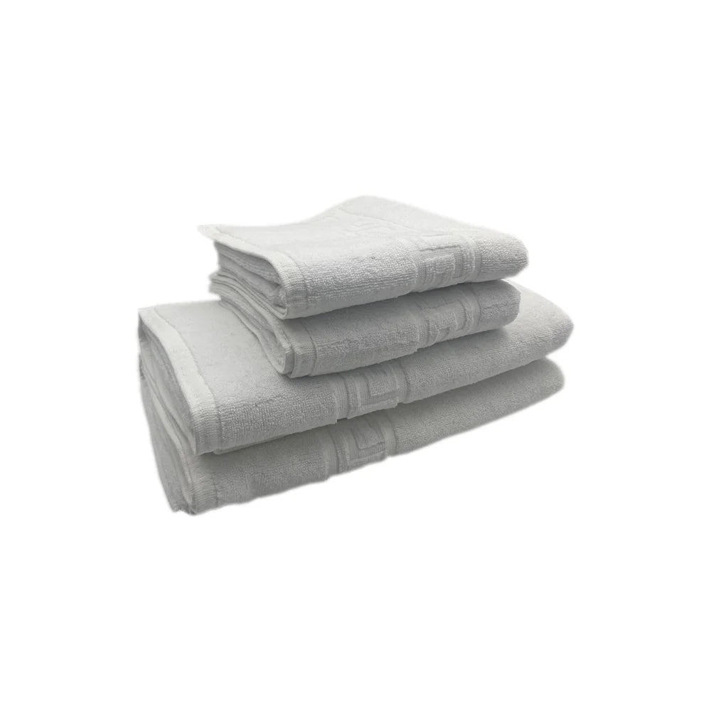 BYFT Magnolia Cotton Towel Set Jacquard Greek Design Luxury - Soft, Absorbent, Quick-Dry Bath Linen