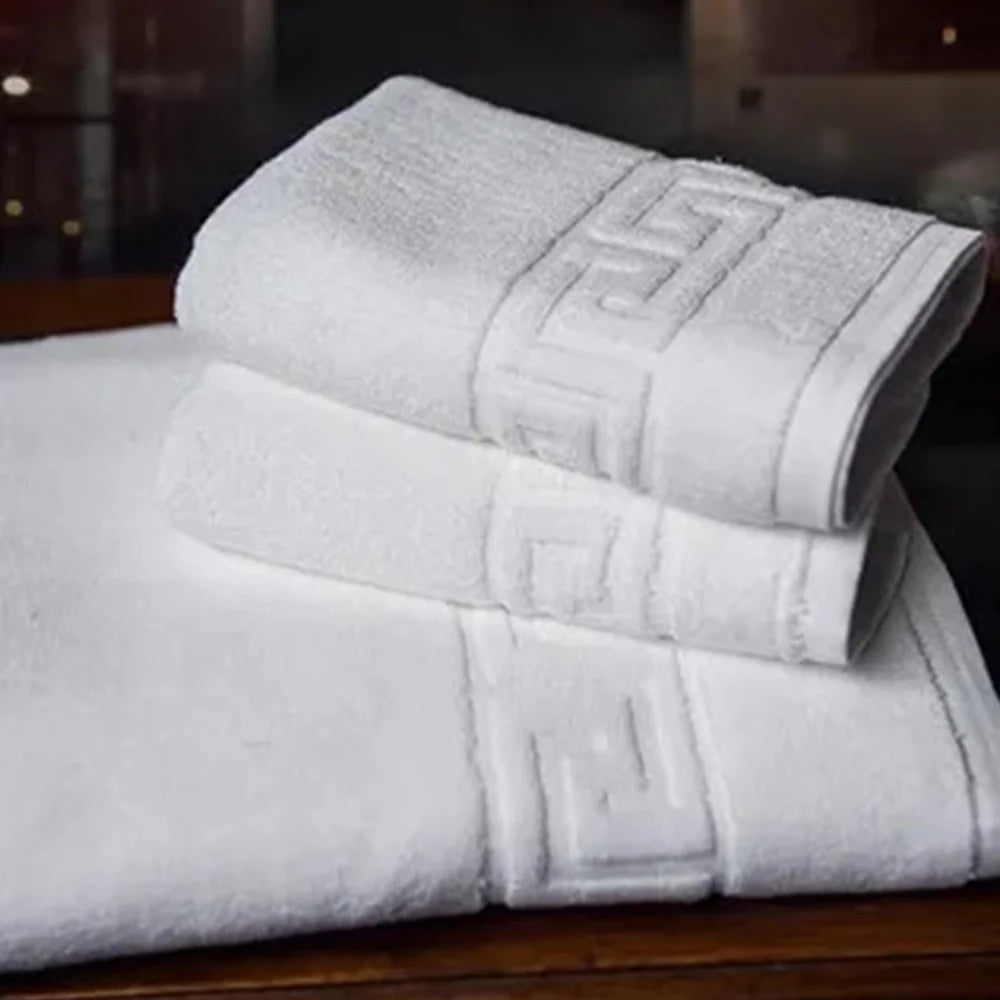 BYFT Magnolia Cotton Towel Set Jacquard Greek Design Luxury - Soft, Absorbent, Quick-Dry Bath Linen