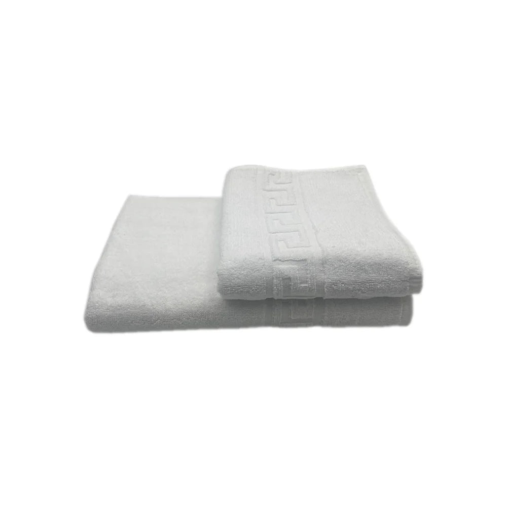 BYFT Magnolia Cotton Towel Set Jacquard Greek Design Luxury - Soft, Absorbent, Quick-Dry Bath Linen
