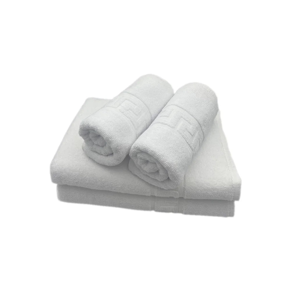 BYFT Magnolia Cotton Towel Set Jacquard Greek Design Luxury - Soft, Absorbent, Quick-Dry Bath Linen
