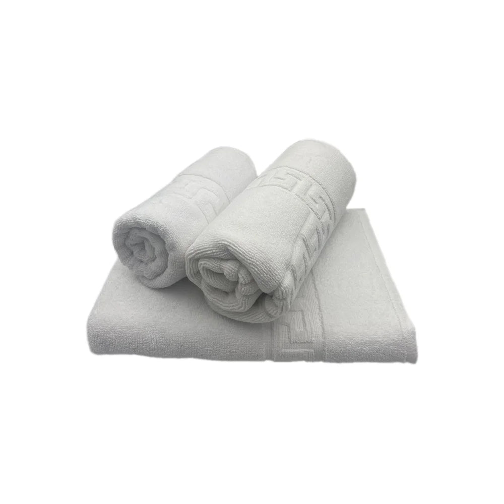 BYFT Magnolia Cotton Bath Mat Jacquard Greek Design Luxury - Soft, Absorbent, Quick-Dry Bath Linen