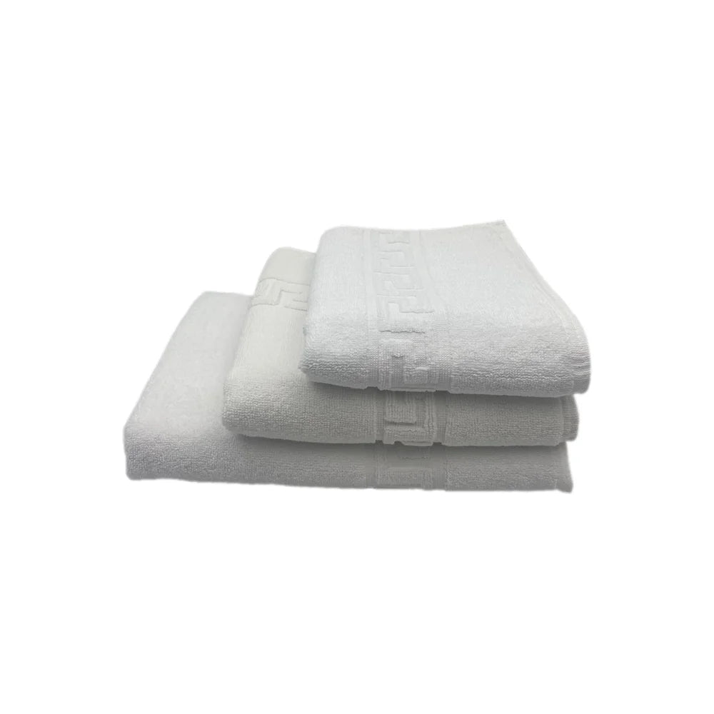 BYFT Magnolia Cotton Bath Mat Jacquard Greek Design Luxury - Soft, Absorbent, Quick-Dry Bath Linen