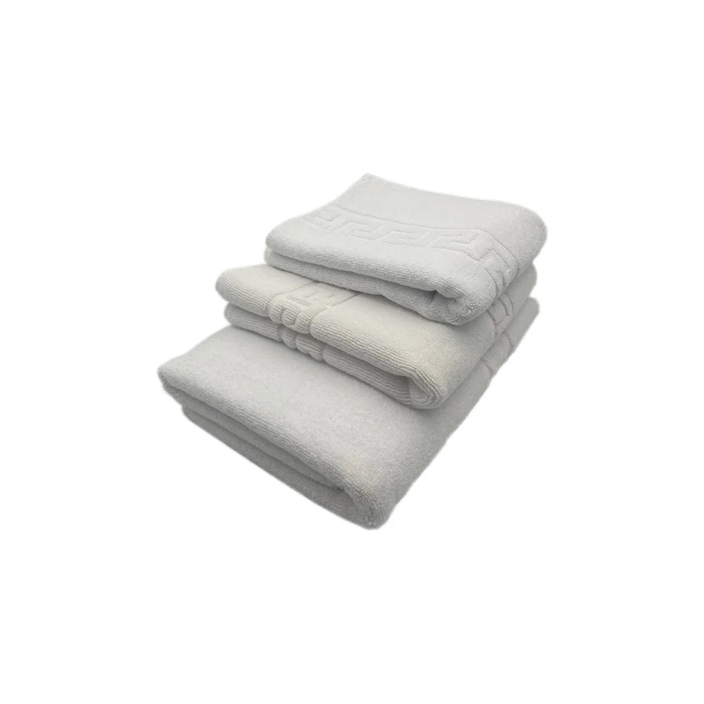 BYFT Magnolia Cotton Bath Mat Jacquard Greek Design Luxury - Soft, Absorbent, Quick-Dry Bath Linen