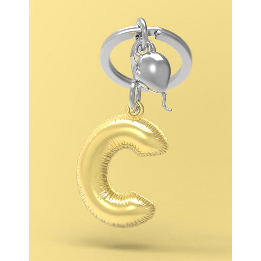 BYFT012871 METALMORPHOSE MTM KEYCHAIN Party Balloon Alphabet C Golden Zinc Alloy Set of 1 MTM10C A.png