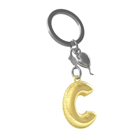 BYFT012871 METALMORPHOSE MTM KEYCHAIN Party Balloon Alphabet C Golden Zinc Alloy Set of 1 MTM10C D.png