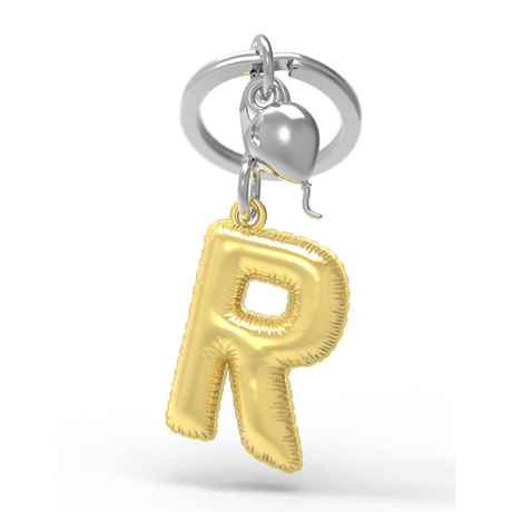 BYFT012881 METALMORPHOSE MTM KEYCHAIN Party Balloon Alphabet R Golden Zinc Alloy Set of 1 MTM10R.png