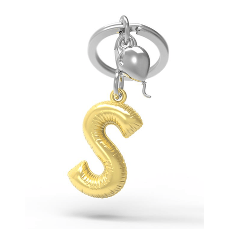 BYFT012882 METALMORPHOSE MTM KEYCHAIN Party Balloon Alphabet S Golden Zinc Alloy Set of 1 MTM10S.png