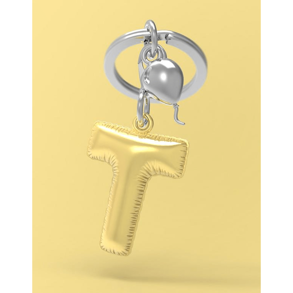 BYFT012883 METALMORPHOSE MTM KEYCHAIN Party Balloon Alphabet T Golden Zinc Alloy Set of 1 MTM10T A.png