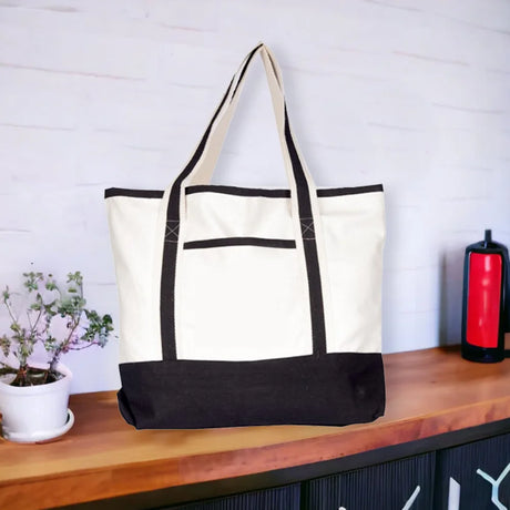 BYFT013959 BYFT Natural Canvas Bag with Black Tape Plain C.webp