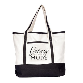 BYFT013960 BYFT White Canvas Bag with Black Tape Vacay Mode Design
