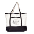 BYFT013961 BYFT White Canvas Bag with Black Tape Beach Vibes Design.webp